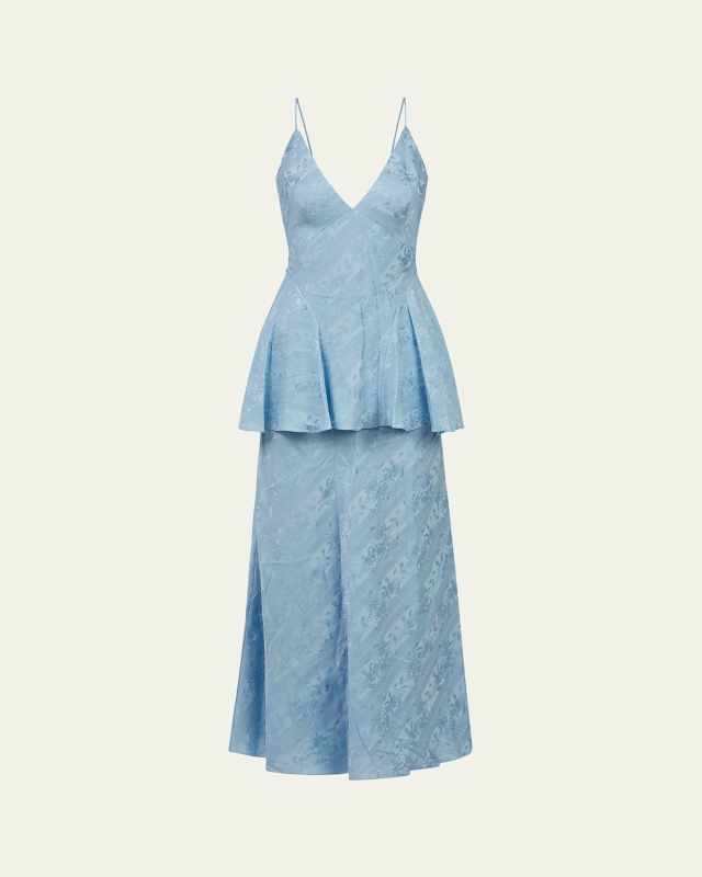 Dionne Floral Striped Jacquard Midi Dress